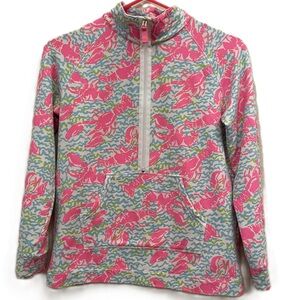 Lilly Pulitzer Pink and Blue lobster Floral Pattern lovely quarter zip shirt!